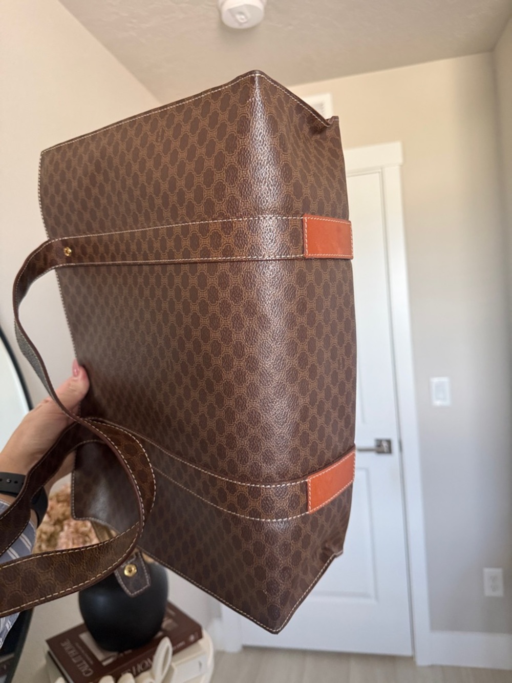 Celine Brown Monogram Tote with Tan Leather Patch - Picture 12 of 15